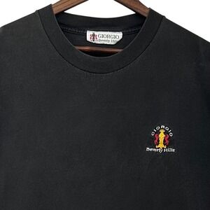 VTG Giorgio Beverly Hills Embroidered Logo T-Shirt XL Faded Black 90s Rich